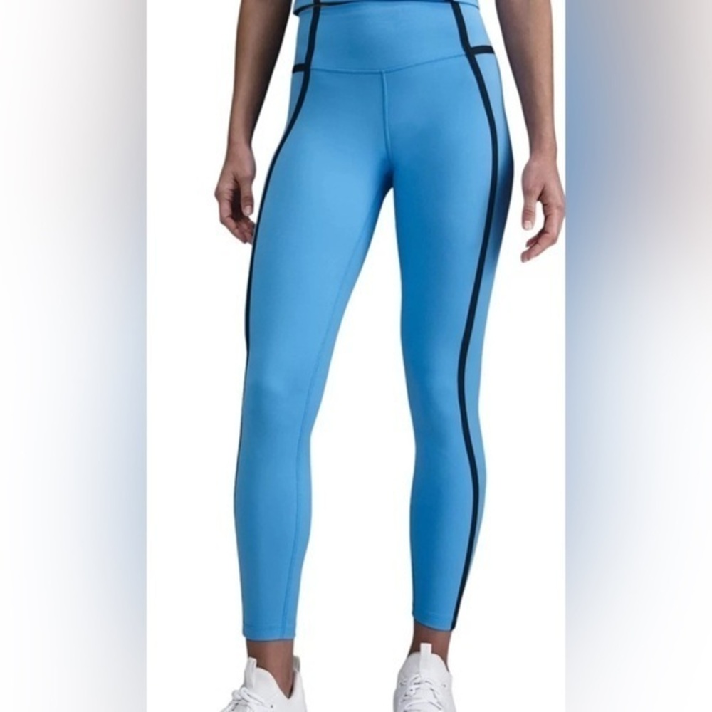 New Women's Nike One High-Waisted 7/8 Leggings Size S Small Blue Black Stripe